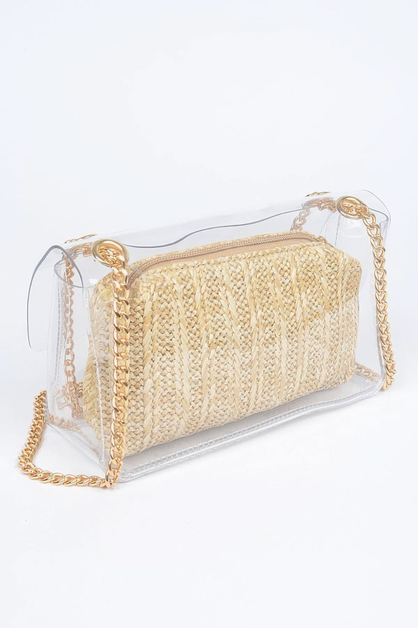 Transparent Crossbody Bag W/pouch Beige