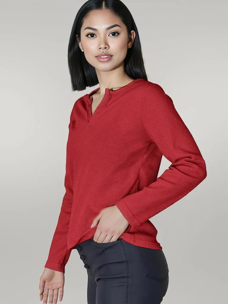Notched Long Sleeve T-Shirt