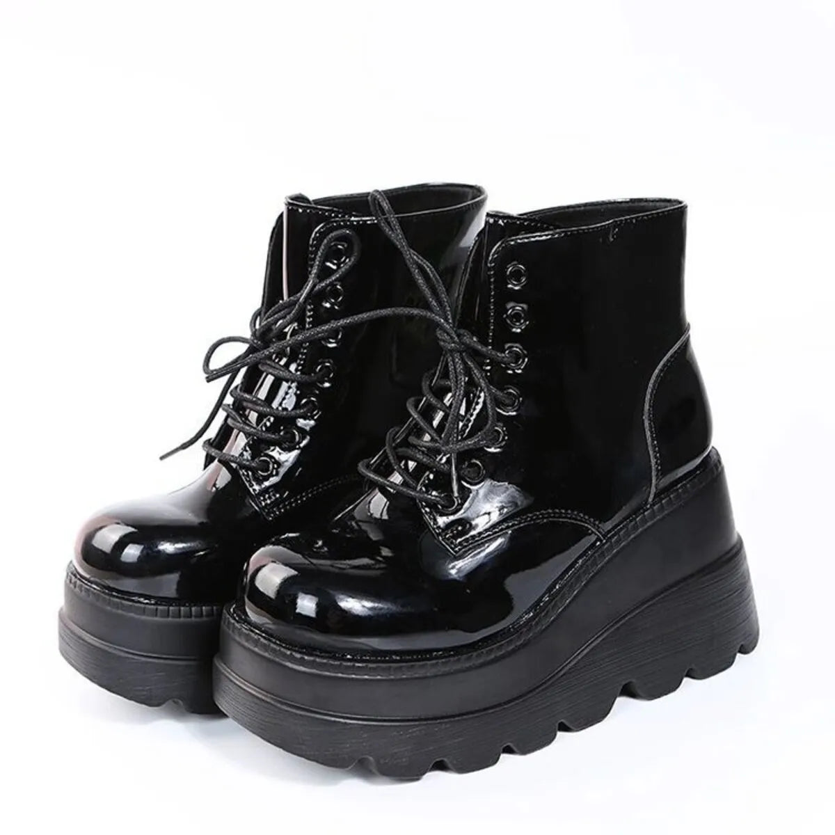 Lace Up Platform Wedge Boots