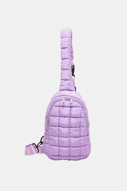 Quilted Nylon Crossbody Bag Pink Purple One Size