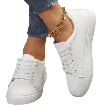 Round Toe Platform Sneakers White
