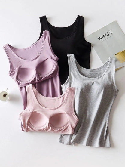 Round Neck Tank with Bra Pale Blush