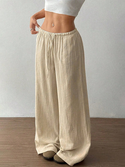 Drawstring Wide-Leg Casual Pants