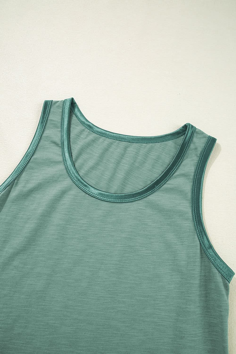 Tan Metallic Sheen Edge Scoop Neck Tank Top