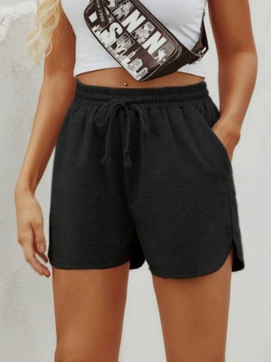 Drawstring Shorts with Pockets Black