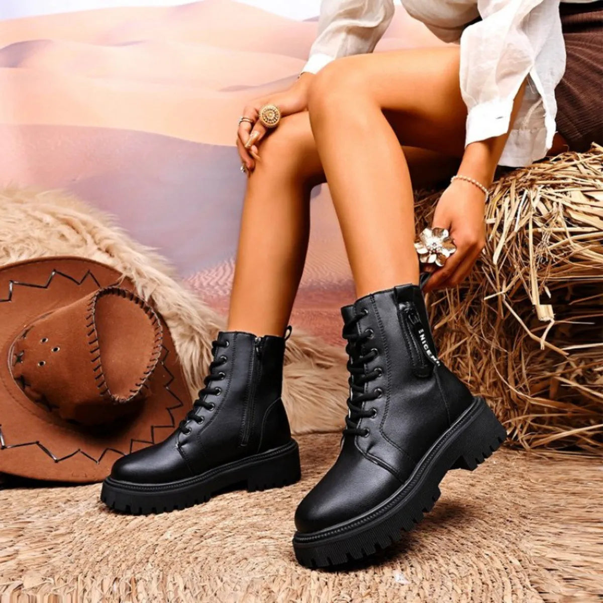 Lace-Up Platform Boots