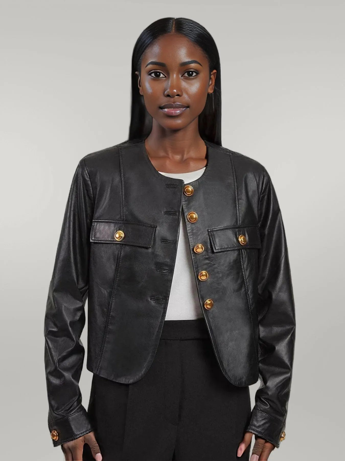 Button Up Long Sleeve Jacket Black