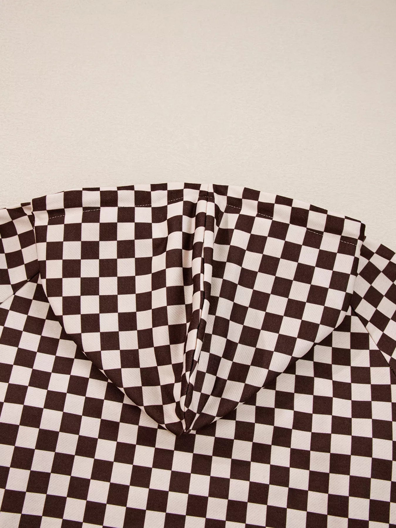 Checkered Drawstring Hoodie and Pants Set Plaid