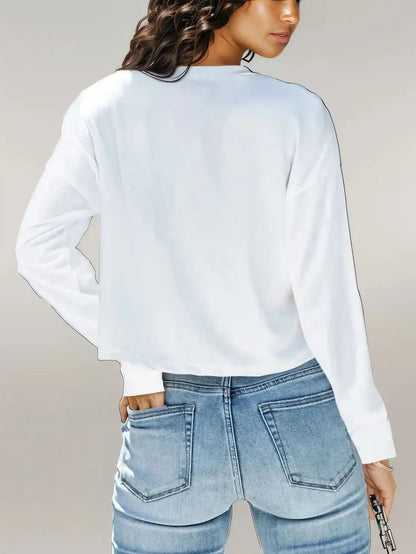 Round Neck Dropped Shoulder Long Sleeve