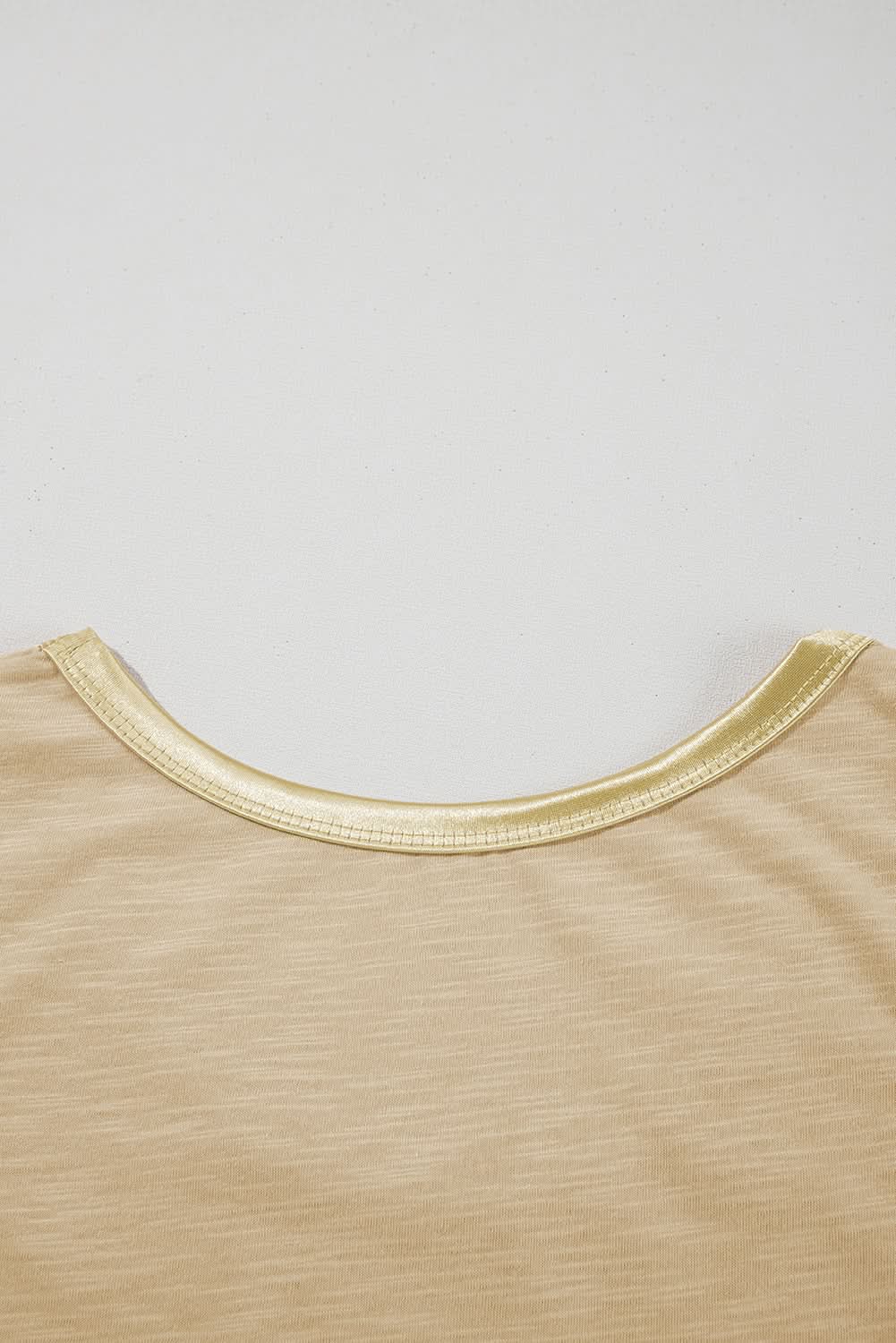 Tan Metallic Sheen Edge Scoop Neck Tank Top