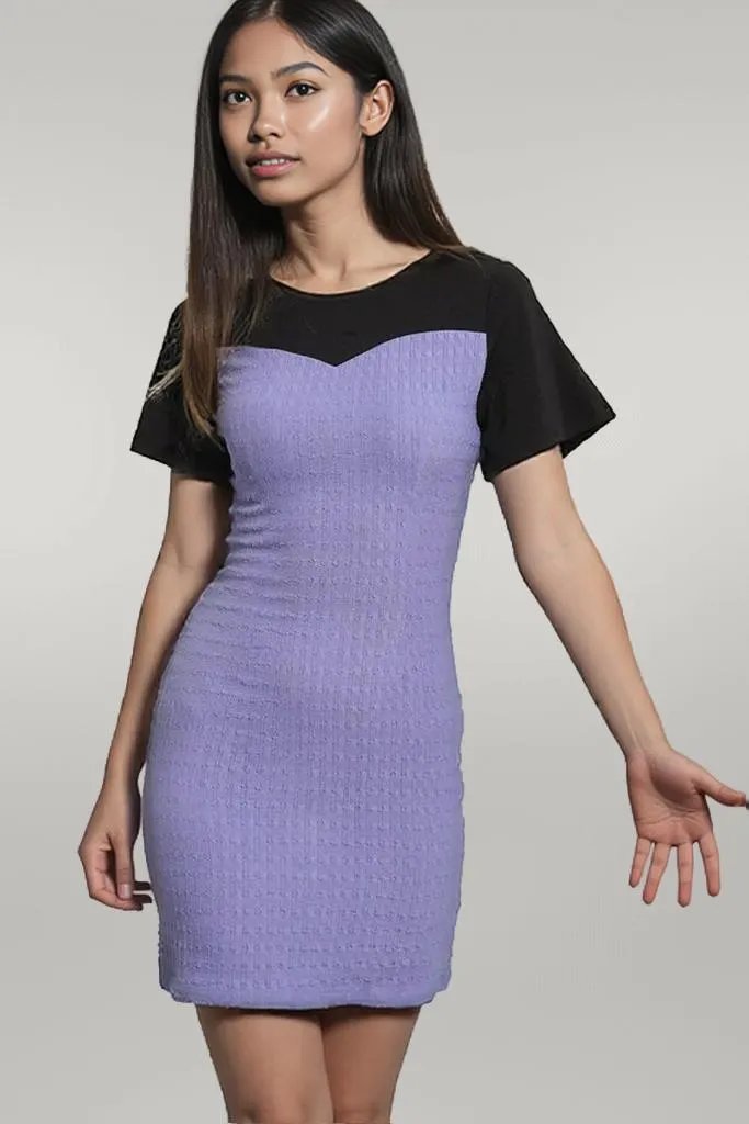Round Neck Two-Tone Mini Dress
