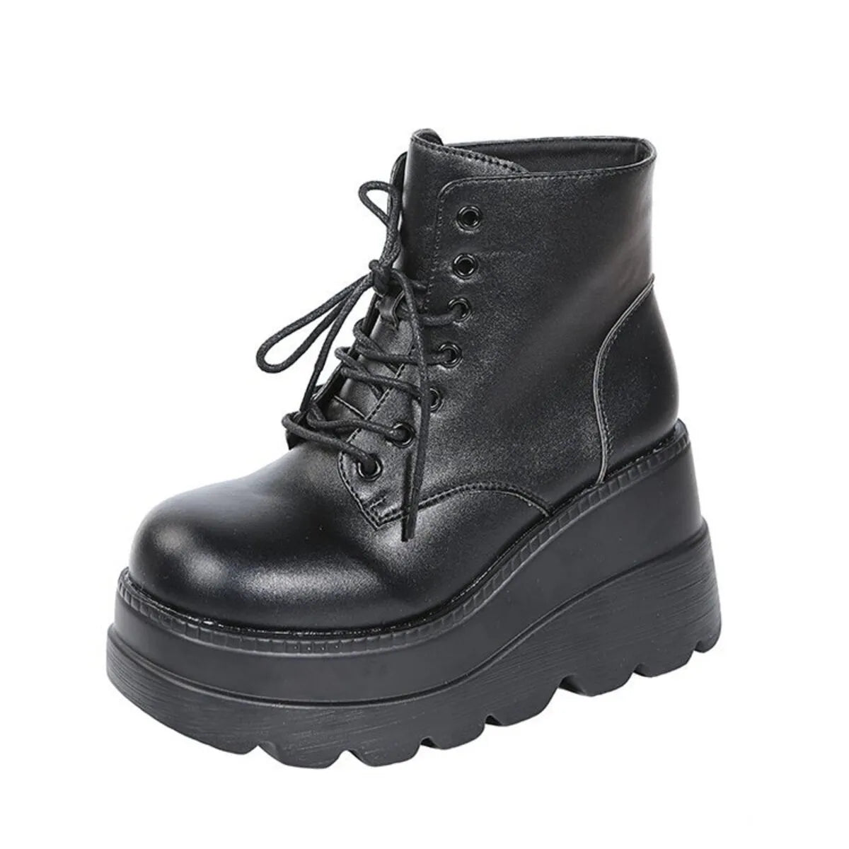 Lace Up Platform Wedge Boots