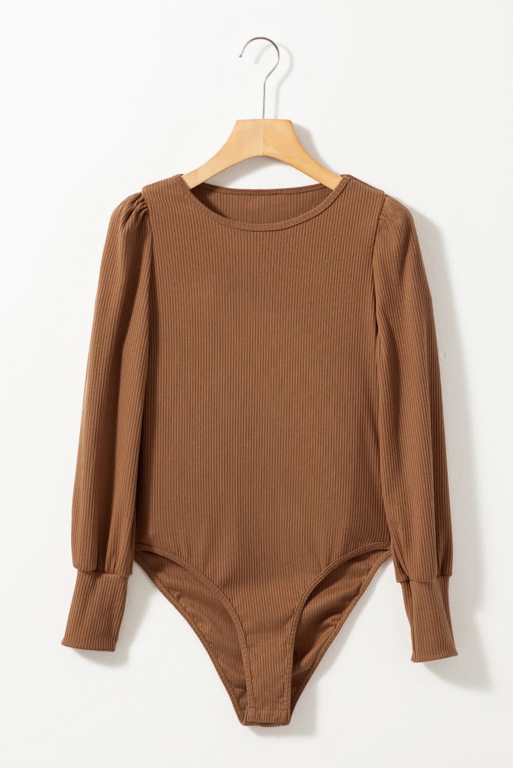 Apricot Ribbed Balloon Sleeve Bodysuit