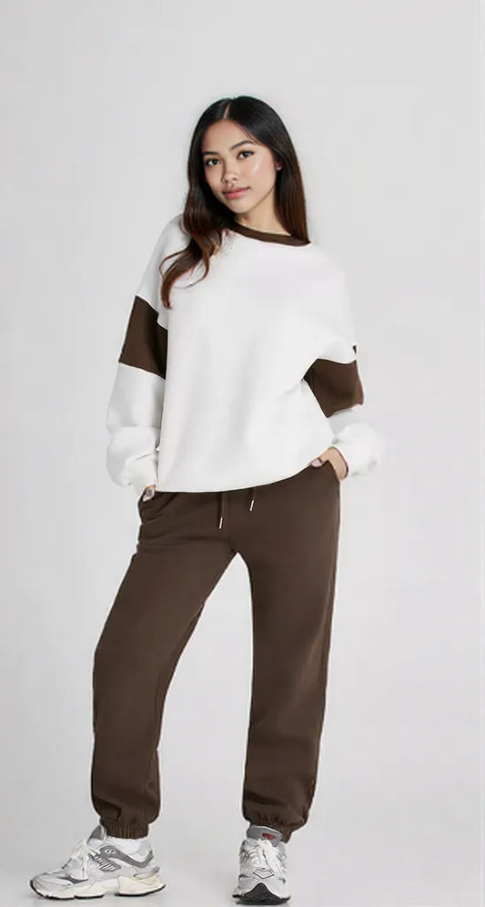 Drop Shoulder Loose Sweatshirt and Joggers Active Set
