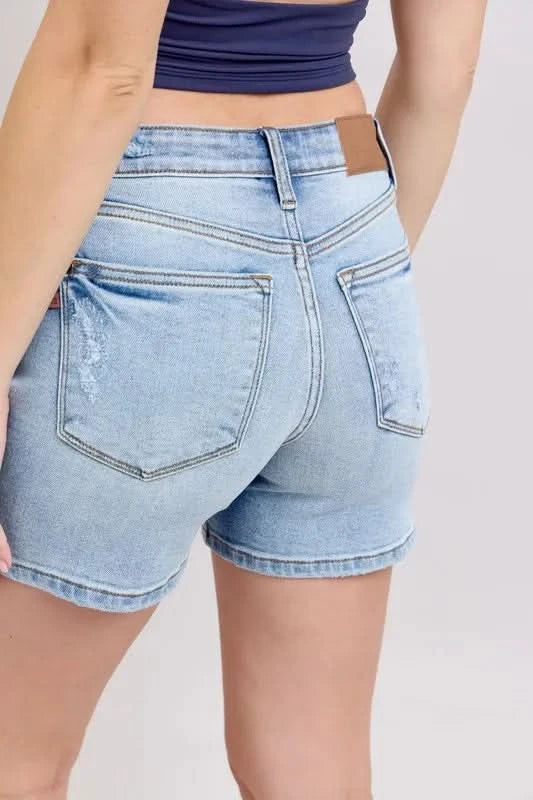 Judy Blue Full Size Mid Rise Washed Denim Shorts