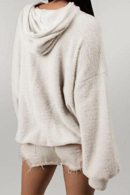 Double Take Full Size Half Zip Long Sleeve Hoodie with Kangaroo Pocket
