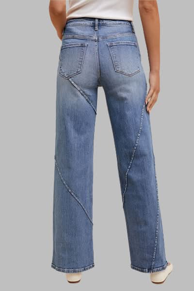 Annie Wear Decorative Seams Wide Leg Jeans