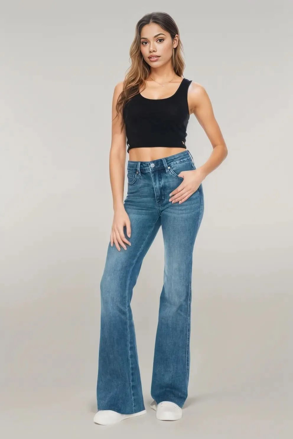 Judy Blue Full Size Tummy Control Cut Hem Flare Jeans