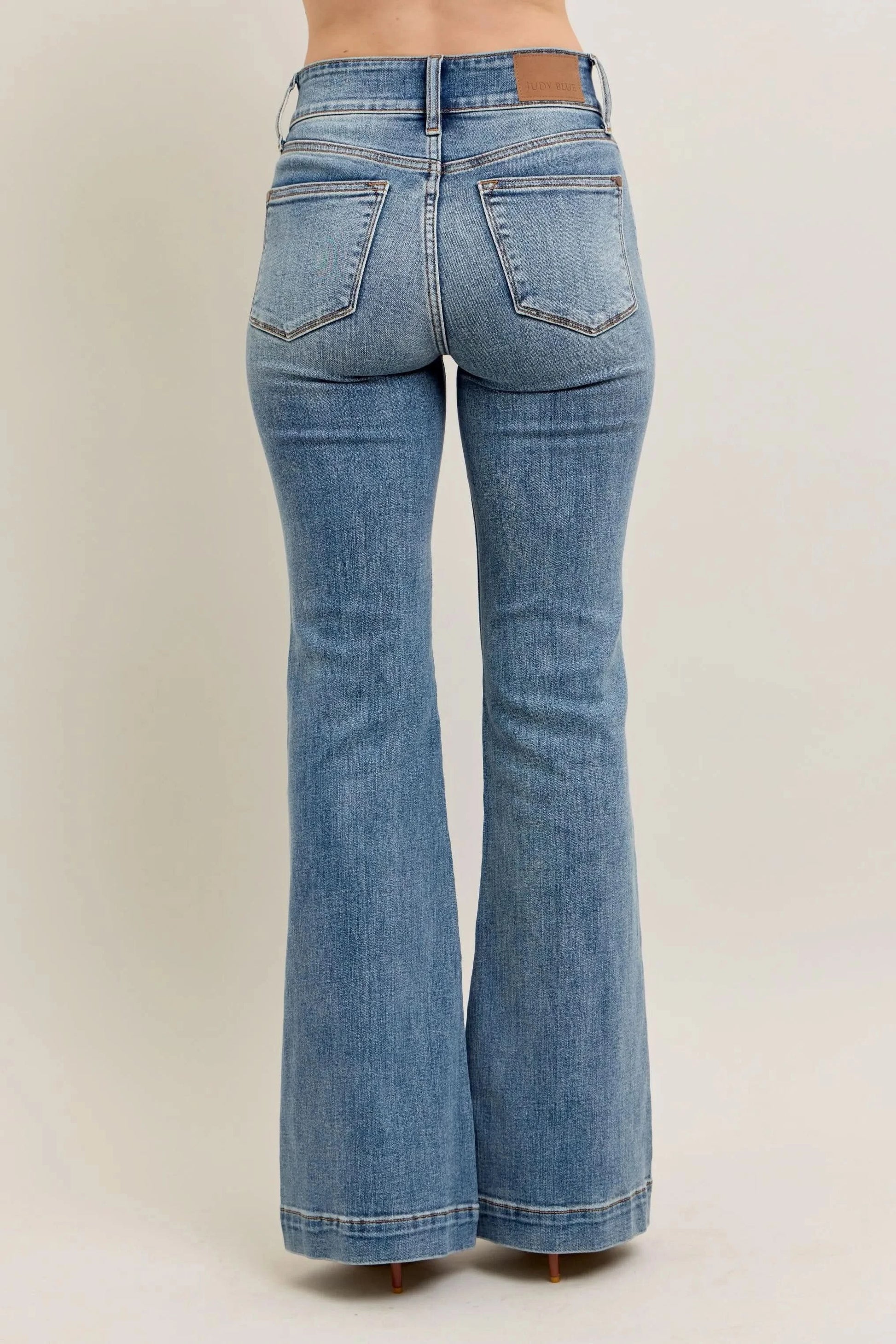 Judy Blue Full Size High-Waist Flare Denim Jeans with Front Seam Detail