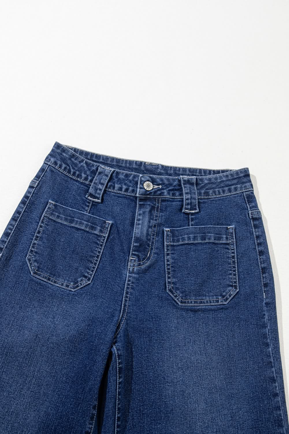 Sail Blue Wide Leg Pocketed High Waist Jeans Sail Blue 71%Cotton+27.5%Polyester+1.5%Elastane