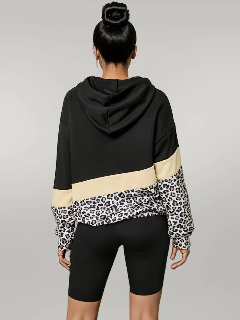 Leopard Color Block Hoodie