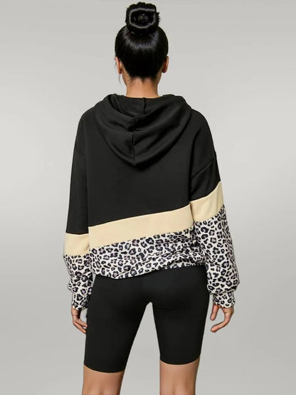 Leopard Color Block Hoodie
