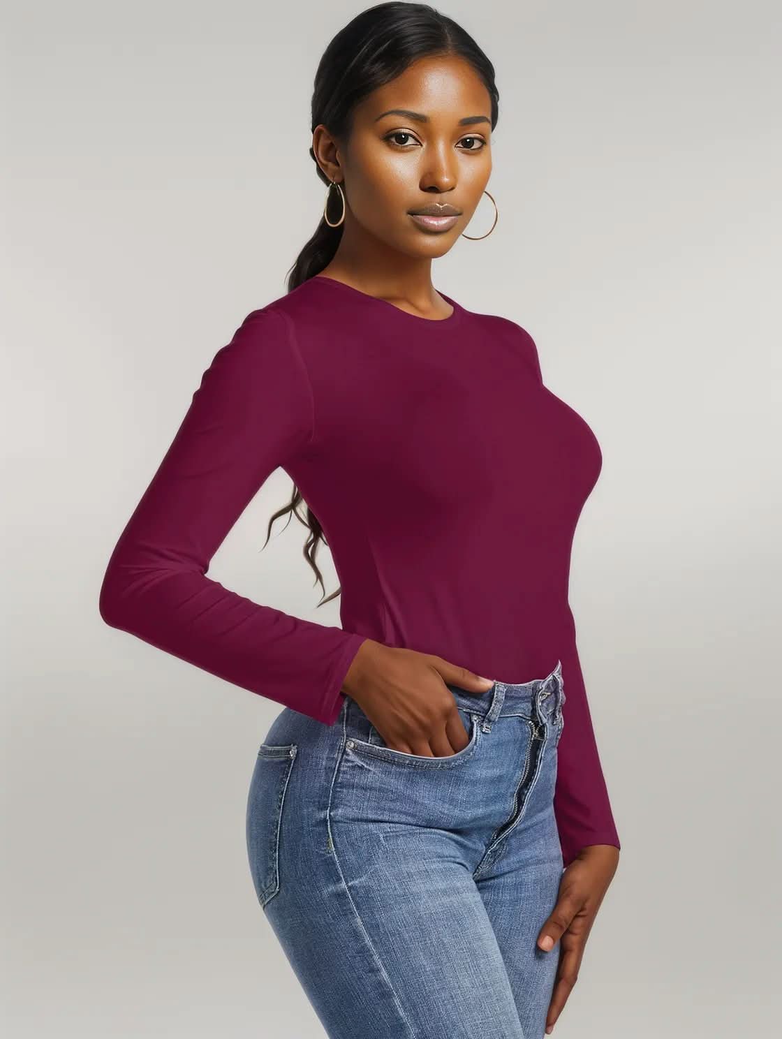 Round Neck Long Sleeve Bodysuit