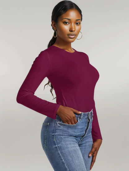 Round Neck Long Sleeve Bodysuit
