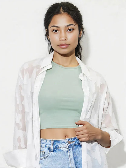 Round Neck Cropped Tank