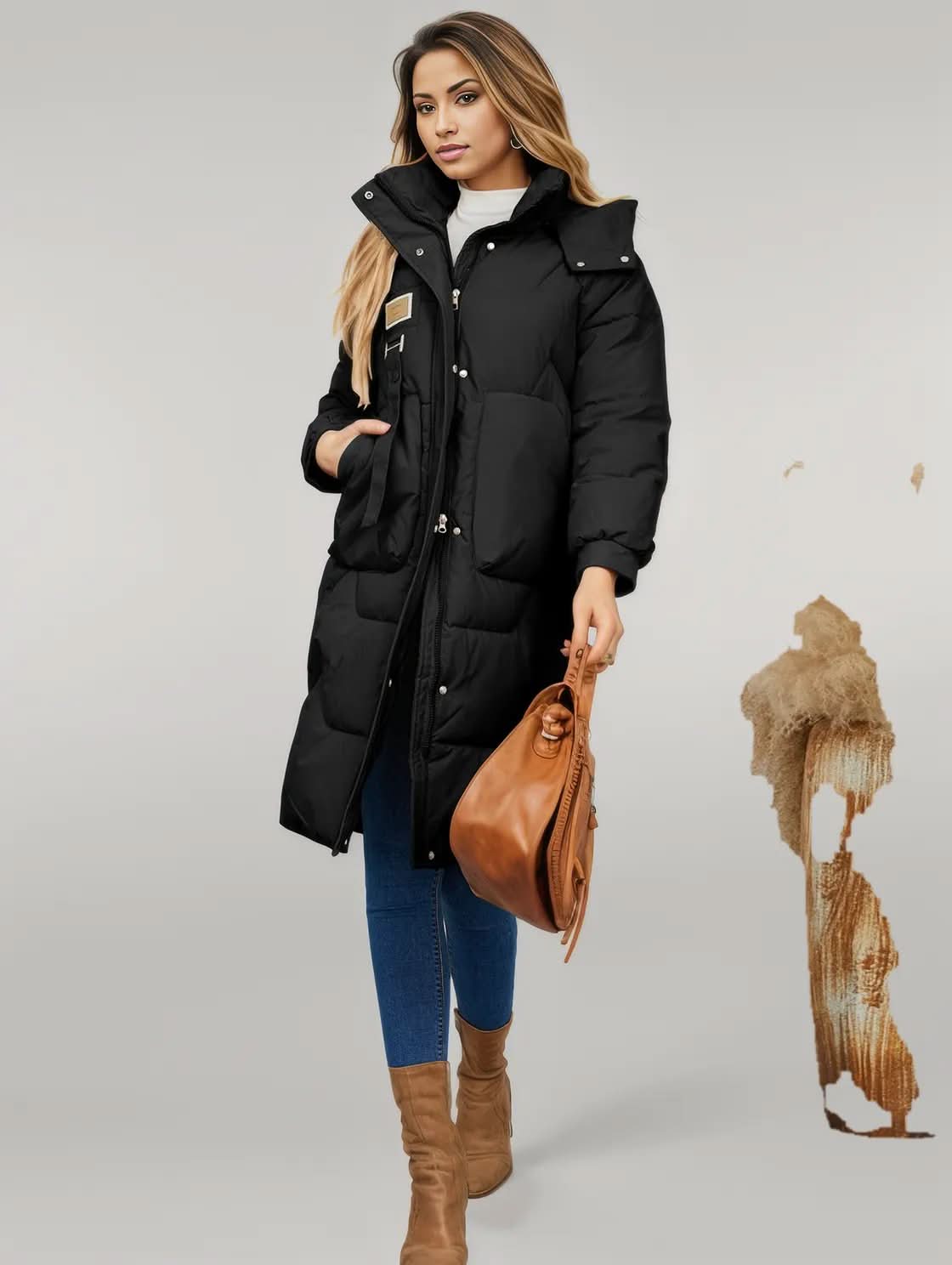 Long Sleeve Longline Hooded Winter Coat