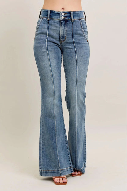 Judy Blue Full Size High-Waist Flare Denim Jeans with Front Seam Detail MD