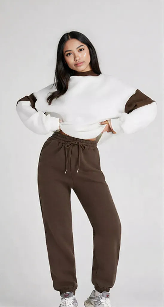 Drop Shoulder Loose Sweatshirt and Joggers Active Set