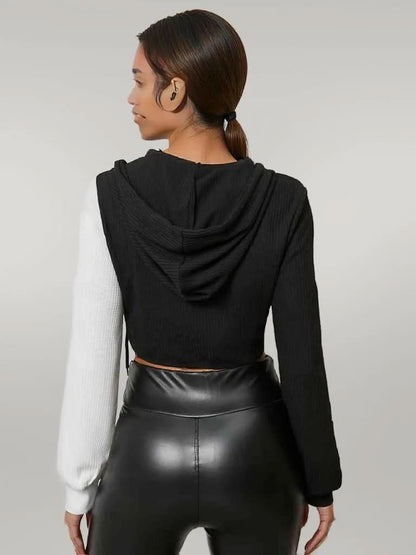 Two-Tone Crisscross Long Sleeve Hoodie