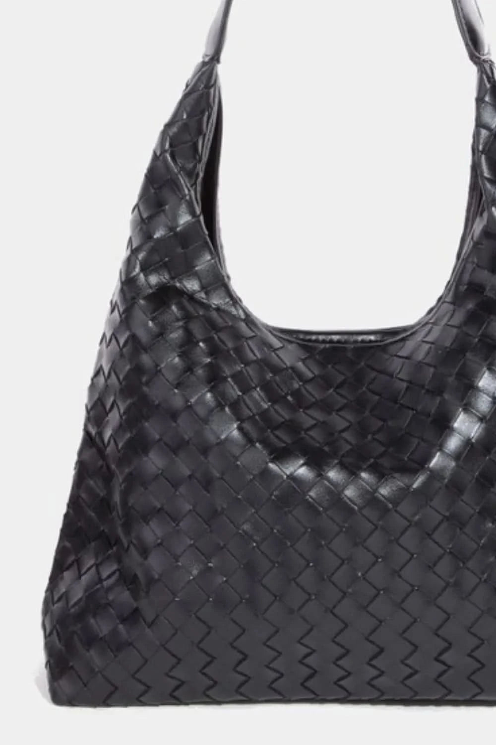 Fame Woven Faux Leather Tote Bag BK One Size