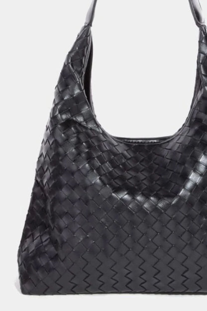 Fame Woven Faux Leather Tote Bag BK One Size