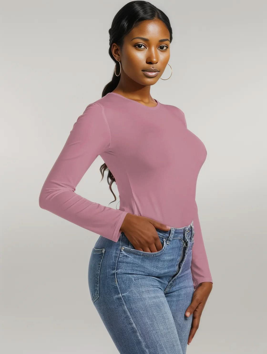 Round Neck Long Sleeve Bodysuit