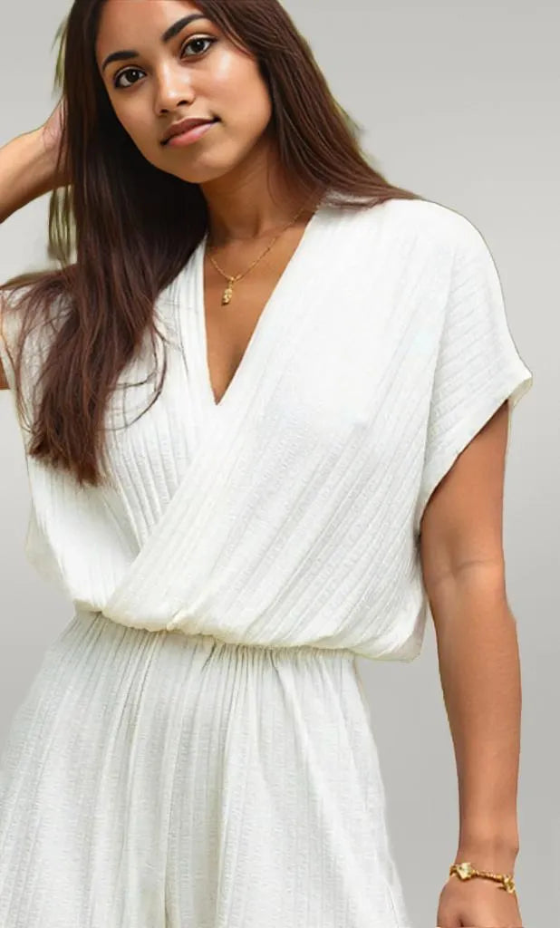 Surplice Short Sleeve Romper