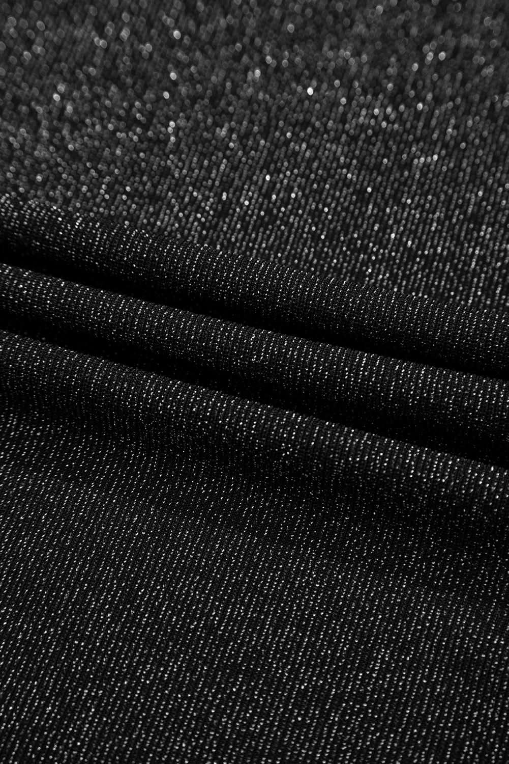 Black Bow Decor Glittery Short Sleeve Top Black 71.5%Polyamide+23.9%Metallized fibres+4.6%Elastane