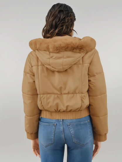 Pocketed Long Sleeve Cropped Hooded Winter Coat