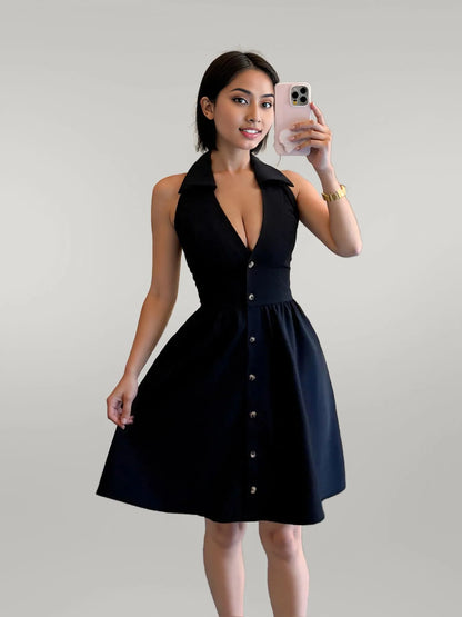 Halter Neck Sleeveless Mini Dress