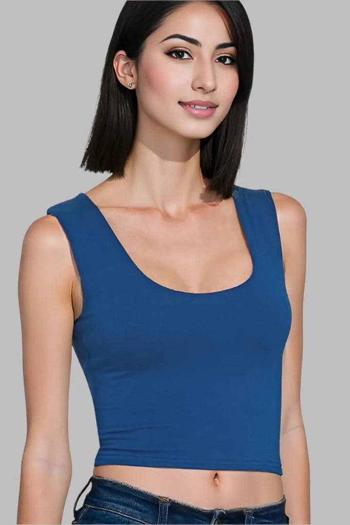 Zenana Double Layered Cropped Tank Top LT NAVY