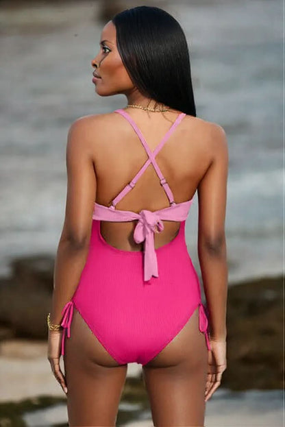 Cutout V-Neck Spaghetti Strap One-Piece Swimwear