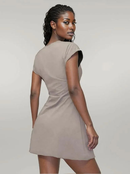 Round Neck Short Sleeve Mini Tee Dress