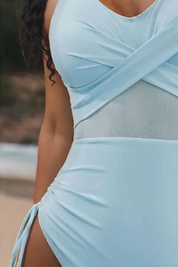 Drawstring Ruched V-Neck One-Piece Swimwear