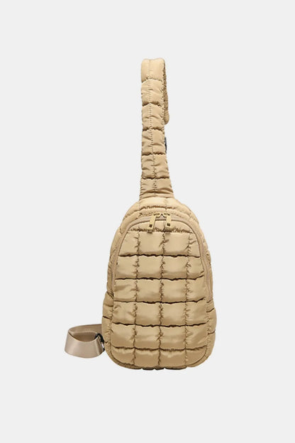 Quilted Nylon Crossbody Bag Camel One Size