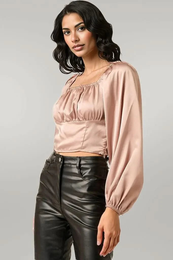 Mittoshop Satin Square Neck Blouse