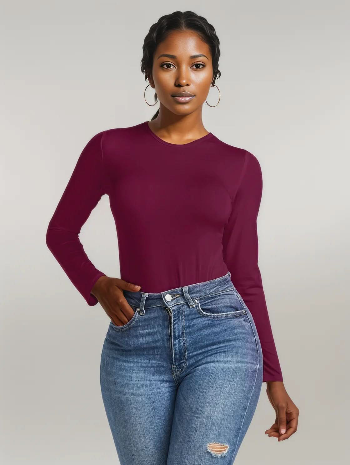 Round Neck Long Sleeve Bodysuit