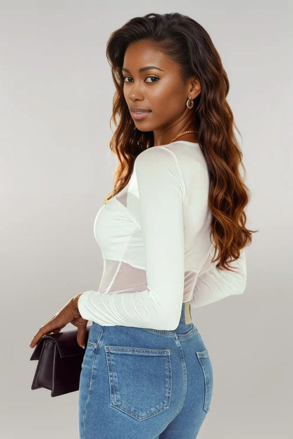 Round Neck Long Sleeve Bodysuit