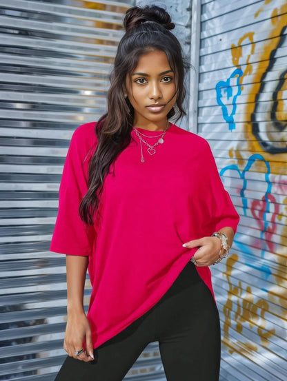 LOS ANGELES Round Neck Dropped Shoulder T-Shirt