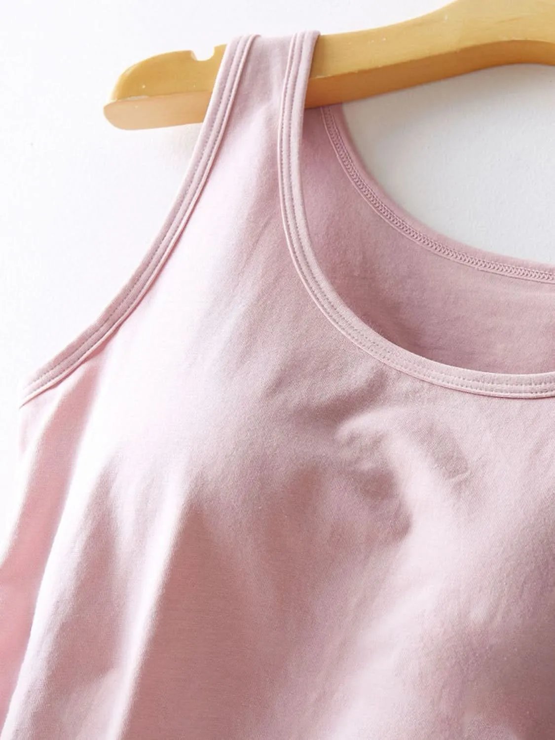 Round Neck Tank with Bra Pale Blush